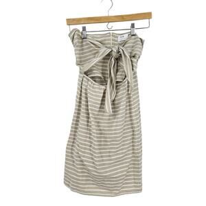 SIR The Label Mini Dress Brown White Striped Strapless Bow Tie Front Size 1